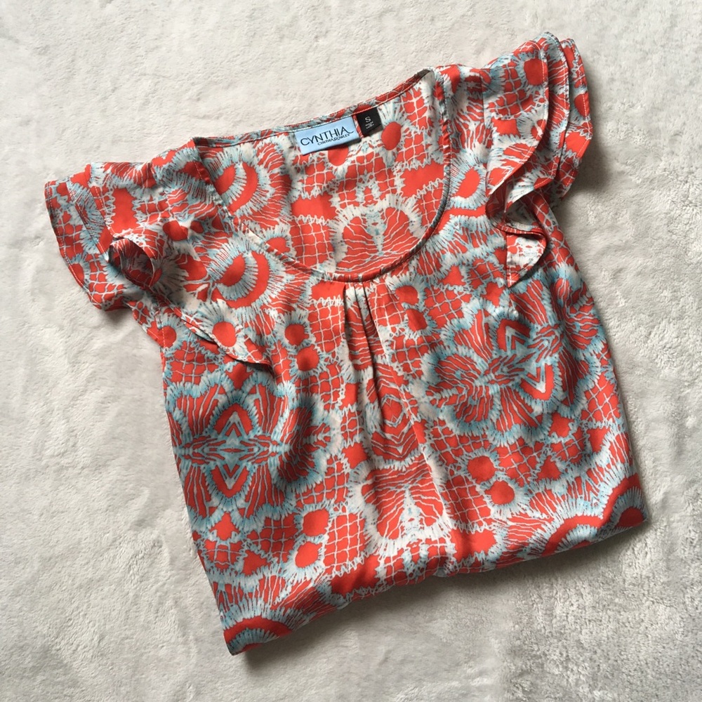 Cynthia Rowley Flutter Sleeve Blouse